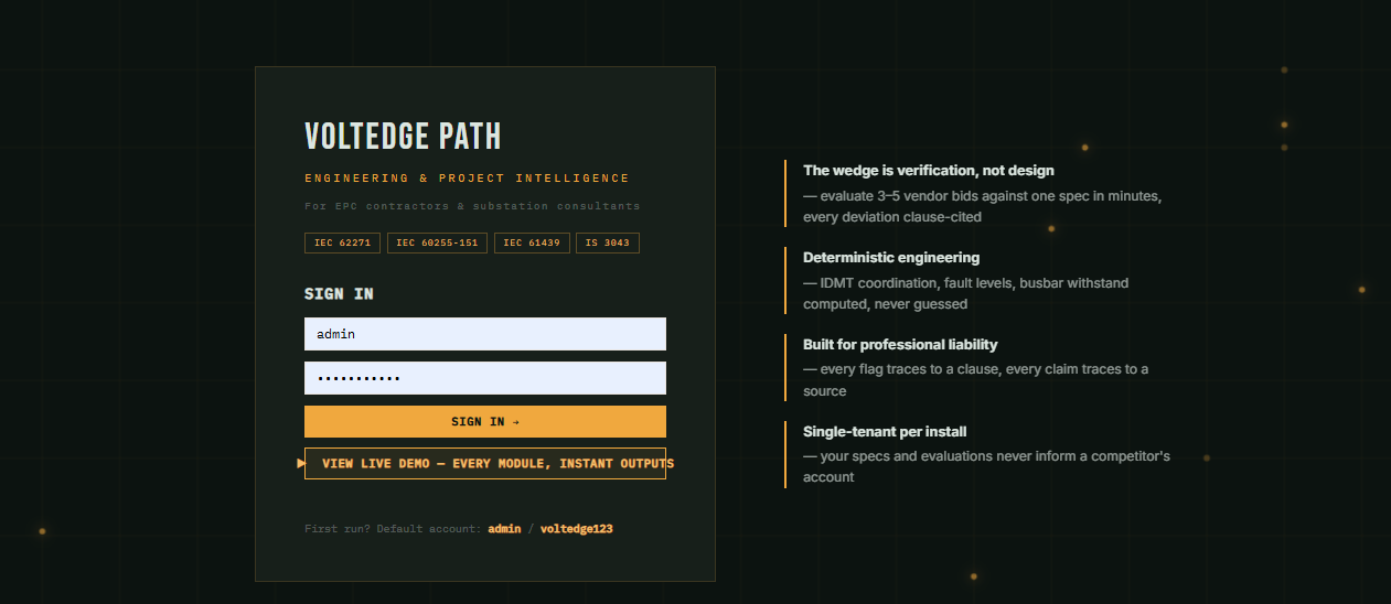 VoltEdge Path dashboard