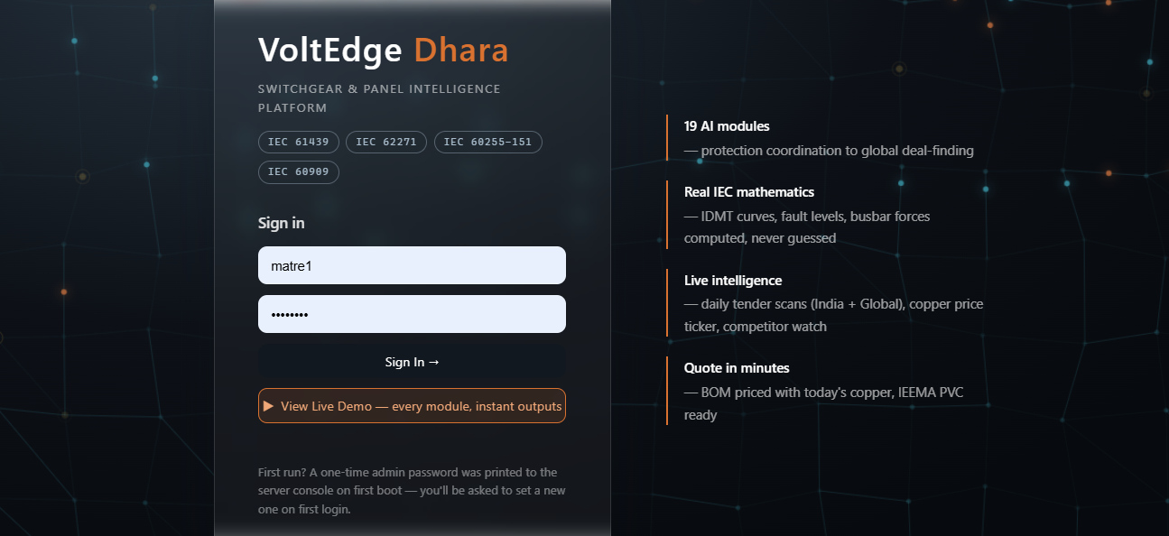 VoltEdge Dhara dashboard